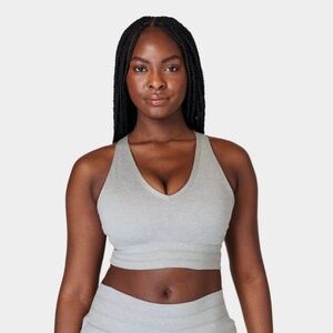 Sweaty Betty Gaia Yoga Bra, Size S, in Light Grey Marl